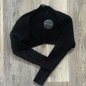 White Fox Boutique Black Ribbed Shrug
